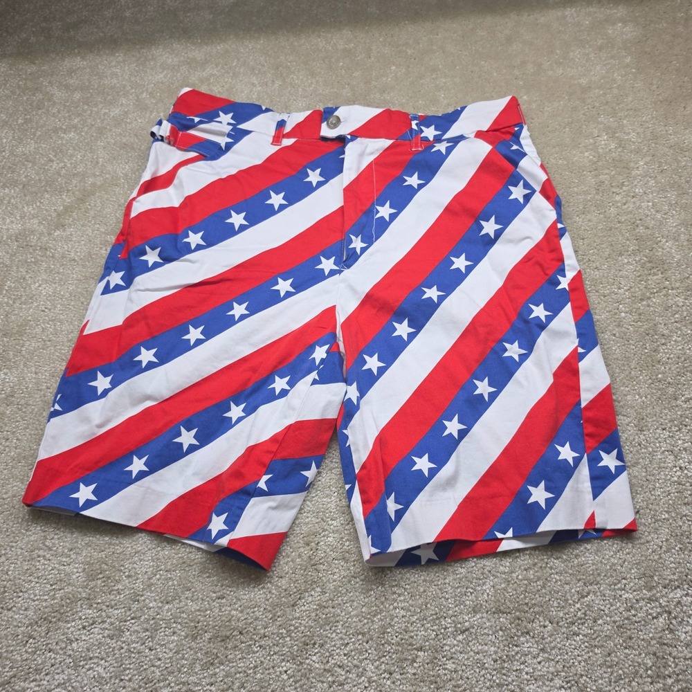 Royal & Awesome Mens American Flag Golf Shorts Red White Blue Stars Stripes